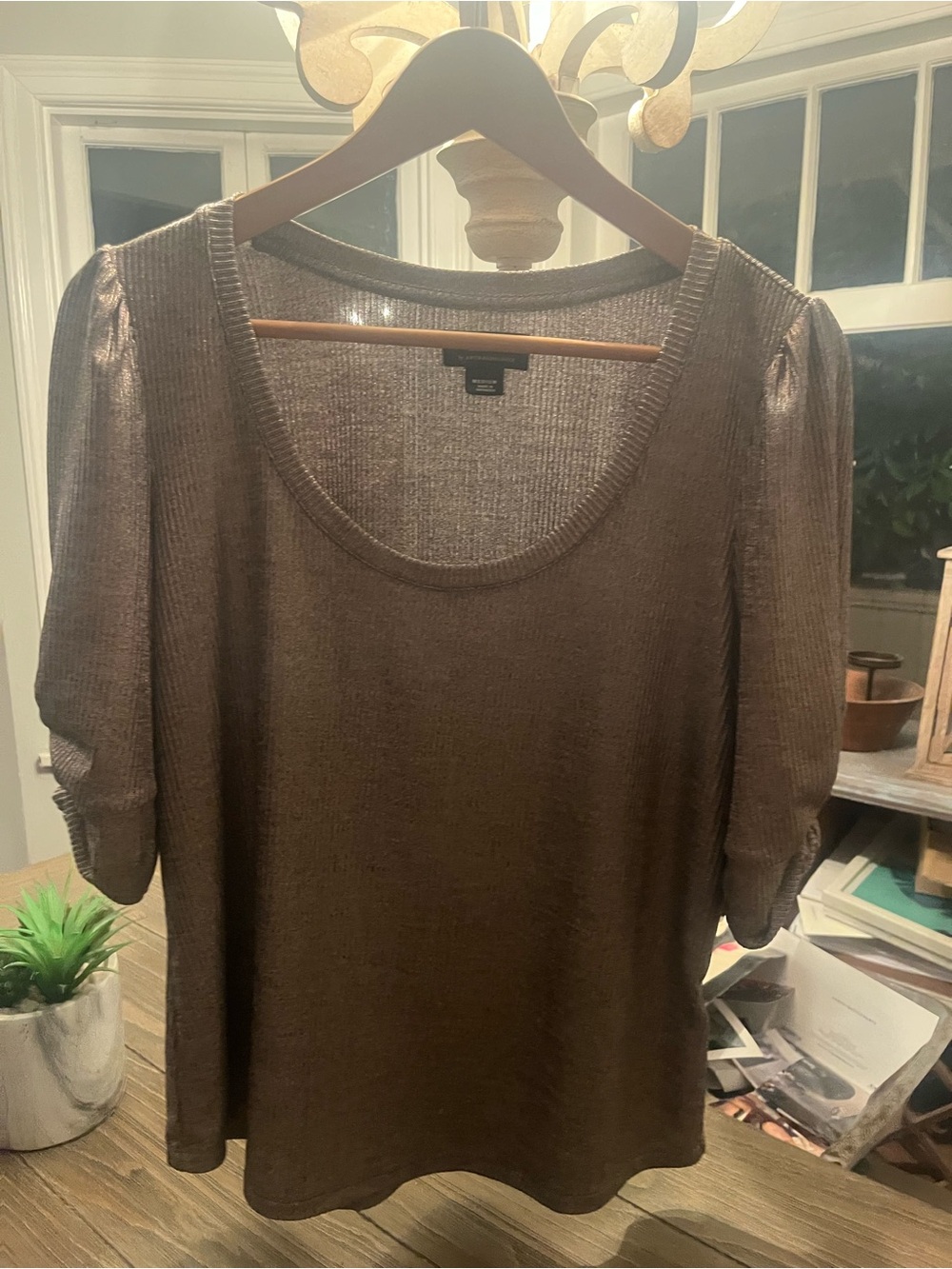 Metallic Maeve Champagne Scoop Neck Women’s Sweater
